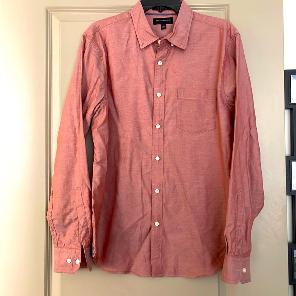Men’s Banana Republic, untuck fit, dress shirt, red, size L